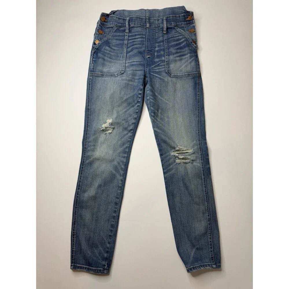 Madewell Denim Overalls Women’s Small Distressed Skinny Blue Bib Dungarees - Picture 3 of 9